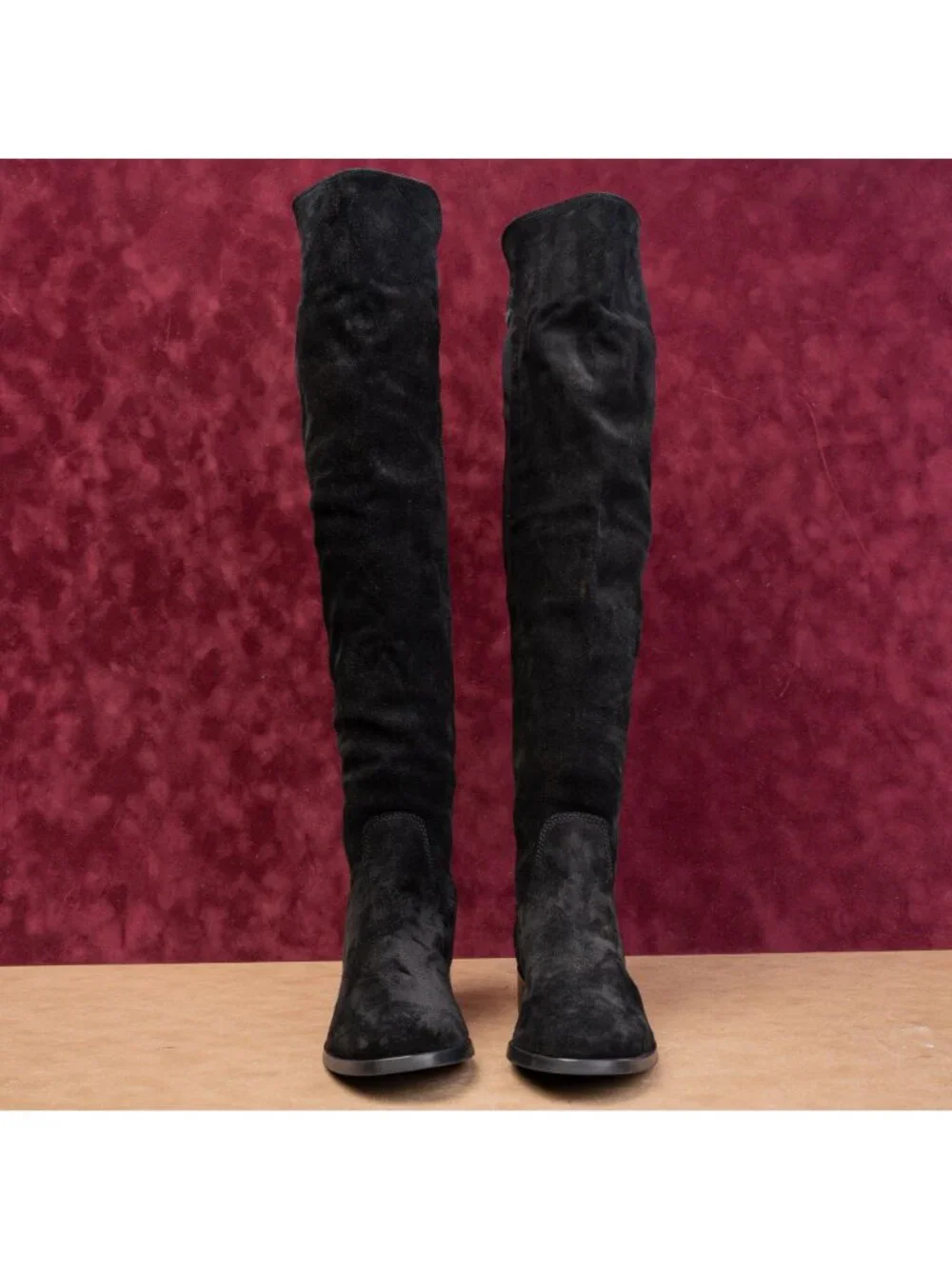 La Canadienne Women Cat Black Suede OTK Stretch Fashion Fall Boots sz 8.5